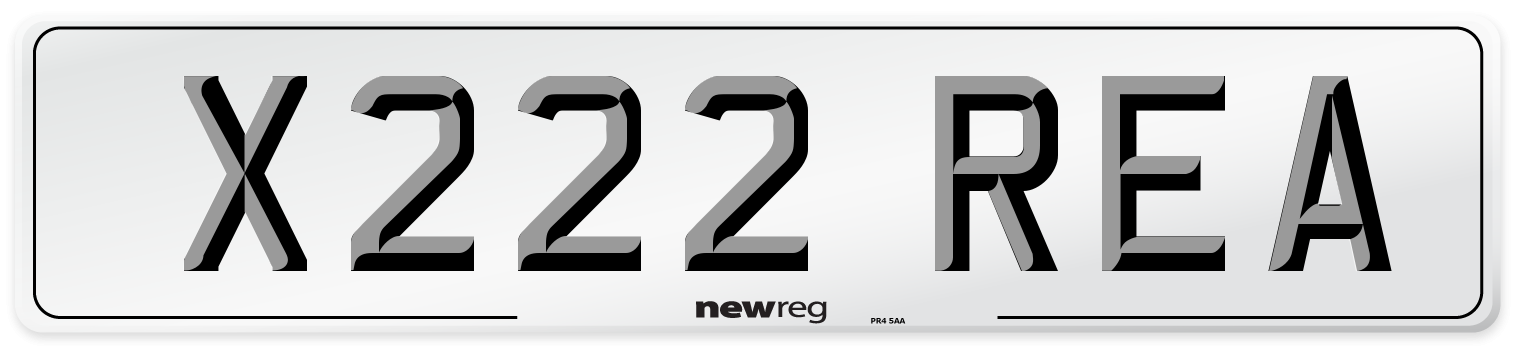 X222 REA Number Plate from New Reg